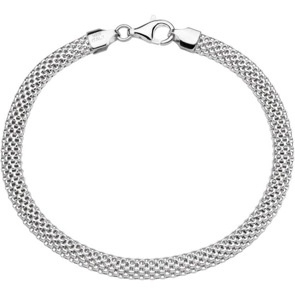 Elegant Italian 5mm Sterling Silver Mesh Chain Bracelet for Women with Lobster C - Picture 4 of 6